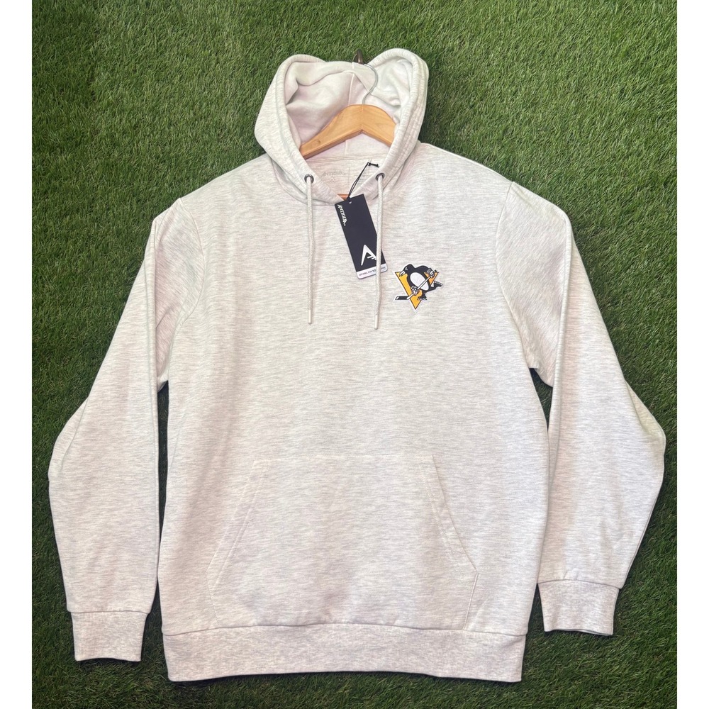 Antigua Pittsburgh Penguins NHL Action Pullover Hoodie Oatmeal Heather Mens XL